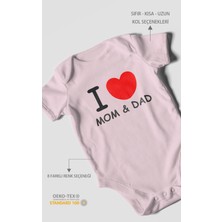 Morivo Kids I Love Mom And Dad Baskılı Bebek Zıbını – Çıtçıtlı Body | %100 Pamuk Kısa Kol