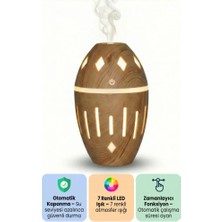 vooka Ahşap Tasarımlı Aroma Difüzör Rgb LED Ortam Işıklı Sessiz Otomatik Kapanma 300 ml