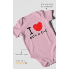 Morivo Kids I Love Mom And Dad Baskılı Bebek Zıbını – Çıtçıtlı Body | %100 Pamuk Kısa Kol
