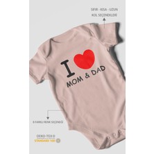 Morivo Kids I Love Mom And Dad Baskılı Bebek Zıbını – Çıtçıtlı Body | %100 Pamuk Kısa Kol