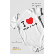 Morivo Kids I Love Mom And Dad Baskılı Bebek Zıbını – Çıtçıtlı Body | %100 Pamuk Kısa Kol