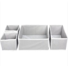 PremiumPort Çok Amaçlı Dörtlü Çekmece Düzenleyici Organizatör, Gri Çizgili