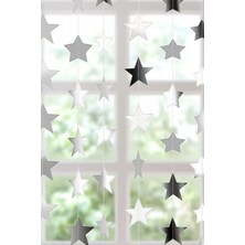 Ermap Gümüş Yıldız Asmalı Tavan Süslemeleri Ipli Sarkıt Süs Gümüş Yıldız 4 Metre