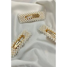 Gampus 8 Adet Beyaz Incili Çıtçıt Toka, 8'li Inci Yan Toka Seti Zarif Boncuklu Çıtçıt Toka Set