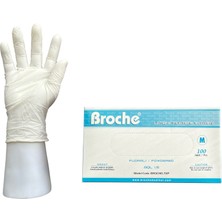 Broche Lateks Pudralı Muayene Eldiveni M Beden 100 Adet