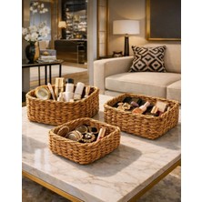 Kitchen Pembelia 3’lü Kare Hasır Çok Amaçlı Banyo Mutfak Makyaj Aksesuar Organizeri,çok Amaçlı Düzenleyici