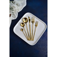 Hayal Model Titanyum Gold 18 Parça 6 Kişilik Çatal Kaşık Bıçak Takımı Kutulu (Yemek Grubu)