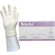 Broche Lateks Pudralı Muayene Eldiveni L Beden 100 Adet