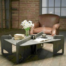 Praktura Craft Doğal Ahşap Orta Sehpa, 60 x 80 Siyah Ahşap Orta Sehpa Kontrplak