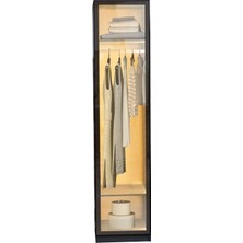 Eos Mobilya 102 - Reflekte Camlı ve Ledli Sonsuz  Antrasit 50 cm Modül  Dolap