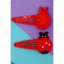 Gampus 4 Lü Uğur Böceği Figürlü Renkli Lüks Çıt Çıt Toka Silikon Kaliteli Çıtçıt Toka Set 4 Adet