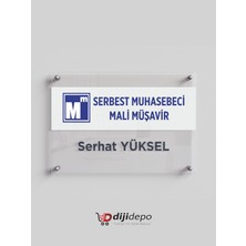 Dijidepo Firmaya Özel Mali Müşavir Kapı Tabelası 36X50 cm - Şeffaf Pleksi Uv Baskılı Muhasebeci Ofis Levhası
