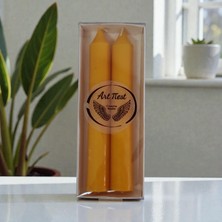 Artnest Sarı Şamdan Mumu, Sarı Mum 2 li Set, Özel Günler, Dekoratif Mumlar, Hediyelik, Yılbaşı