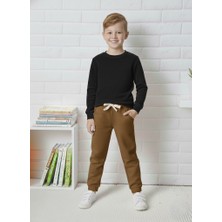 Buufuu Beli Lastikli Çift  Cepli Düz Çocuk Unisex Eşofman Altı