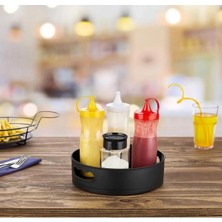 Mutfak Köşesi 360 Derece Dönen Banyo ve Buzdolabı Düzenleyici Tepsi Çok Amaçlı Organizer Siyah