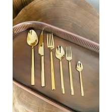 Pırlanta Titanyum Gold 89 Parça Çatal Kaşık Bıçak Takımı Kepçe Kevgir Set Dahil