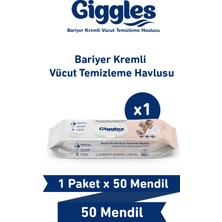 Giggles Bariyer Kremli Perine ve Vücut Temizleme ve Bakım Havlusu (50 Adet)
