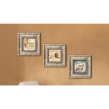 Huhuli Ahsap Eskitme Cerceveli 3 Parca Tablo Seti HUHU322