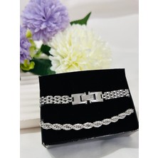 Roya Happiness Sevgililer Günü Özel Erkek Arkadaşa Hediye Harfli Isim Yazılır Çelik Kararmaz Rolex Model Set Gümüş Renk