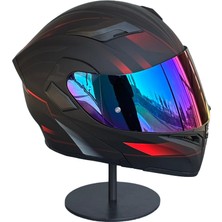 Scharf 902 Çene Açılır Motosiklet Kaskı – Güneş Gözlüklü (Rainbow Vizörlü)Mx1 Red