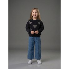 İncilay Kids Kız Çocuk Kalp Desen Taşlı Alt Üst Takım