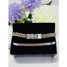 Roya Happiness Sevgililer Günü Özel Erkek Arkadaşa Hediye Harfli Isimli Çelik Kararmaz Rolx Model Set Gümüş Gri Renk