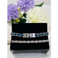 Roya Happiness Sevgililer Günü Özel Erkek Arkadaşa Hediye Harfli Isimli Çelik Kararmaz Rolex Model Set Lacivert Renk