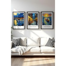 Huhuli Ahsap Siyah Cerceveli Vincent Van Gogh Tablo Seti HUHU527