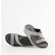 Tigerline Kadın Yazlık Terlik Gri Mikanos Rugan Ortopedik Tabanlı Günlük Rahat Ev & Dışarı Terliği