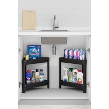 Mutfak Köşesi 2 Adet Üçgen 2 Katlı Köşe Raf Düzenleyici, Evye Altı Düzenleyici, Banyo Dolap Içi Organizeri Raf