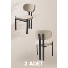 MyMassa Roma Sandalye - Mense Kapuçino Kumaş - Metal Iskelet - Mutfak Sandalyesi - Salon Sandalyesi (2 Adet)