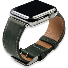 Contact Türkiye Apple Watch Uyumlu Crazy Horse Deri Kordon - Hakiki Full Grain Dana Derisi - Paslanmaz Çelik Adaptör - 38/40/41 - 42/44/45 mm