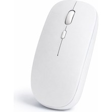 Sneezy Minimal Tasarımlı Kablosuz Mouse Bluetooth Bağlantı Şarjlı USB Dongle Destekli Hafif ve Şık - Beyaz