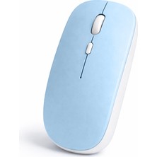 Sneezy Minimal Tasarımlı Kablosuz Mouse Bluetooth Bağlantı Şarjlı USB Dongle Destekli Hafif ve Şık Mavi