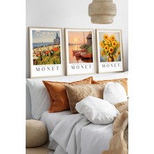 Huhuli Ahsap Cerceveli Claude Monet Tablo Seti HUHU560