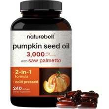 Naturebell Virgin Pumpkin Seed Oil 3,000MG Per Serving With Saw Palmetto, 240 Softgels & Bladder
