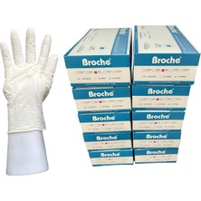 Broche Lateks Pudralı Muayene Eldiveni M Beden 10'lu Paket