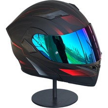 Scharf 902 Çene Açılır Motosiklet Kaskı – Güneş Gözlüklü (Rainbow Green Vizörlü)Mx1 Red