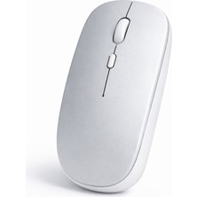 Sneezy Minimal Tasarımlı Kablosuz Mouse Bluetooth Bağlantı Şarjlı USB Dongle Destekli Hafif ve Şık - Gümüş