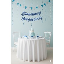 Deniz Party Store Sünnetimize Hoşgeldiniz Koyu Mavi Metalik Kaligrafi Yazı