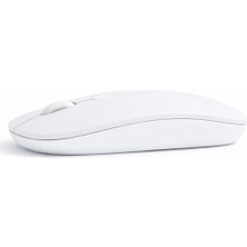 Sneezy Profesyonel Kablosuz Mouse Bluetooth Dongle Destekli Şarjlı Batarya Sessiz ve Ergonomik Tasarım - Beyaz