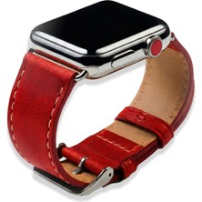 Contact Türkiye Apple Watch Uyumlu Crazy Horse Deri Kordon - Hakiki Full Grain Dana Derisi - Paslanmaz Çelik Adaptör - 38/40/41 - 42/44/45 mm
