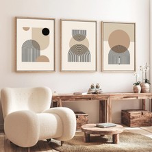 Huhuli Ahsap Cerceveli  3’lu Modern Tablo HUHU263