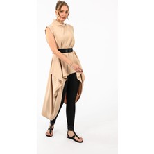 By Özlem Yazan Lamarca Dökümlü Asimetrik Kesim Boğazlı Kadın Bluz