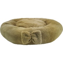 Feyza Design Rahat Peluş Simit Yatak, 50CM, Bej, Kedi ve Küçük Irk Köpekler Için