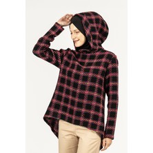 By Özlem Yazan Kare Desenli Kapüşonlu Dokulu Sweatshirt