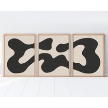 Huhuli Ahsap Cerceveli Minimalist 3’lu Tablo