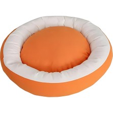 Feyza Design Turuncu ve Beyaz Renkli Rahat Kedi ve Küçük Köpek Yatağı