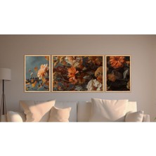 Huhuli Doğal Ahsap Cerceveli 3 Parca Tablo Seti HUHU304