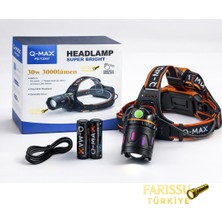 farissu 30W 3000 Lümen Zoomlu Şarjlı Kafa Lambası – Type-C Girişli, Arka Emniyet Ledli Av ve Kamp Feneri